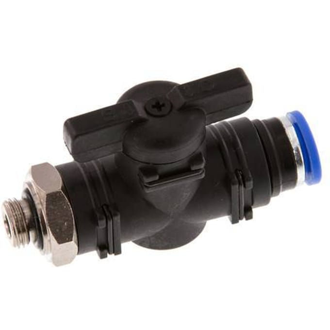 8 mm - G1/8'' Kunststof/Messing rechte 2-Weg Kogelkraan