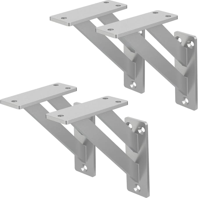 Set van 2 muurbeugels Plankhouder 2x 120 x 120 mm zilver gemaakt van aluminium ML design