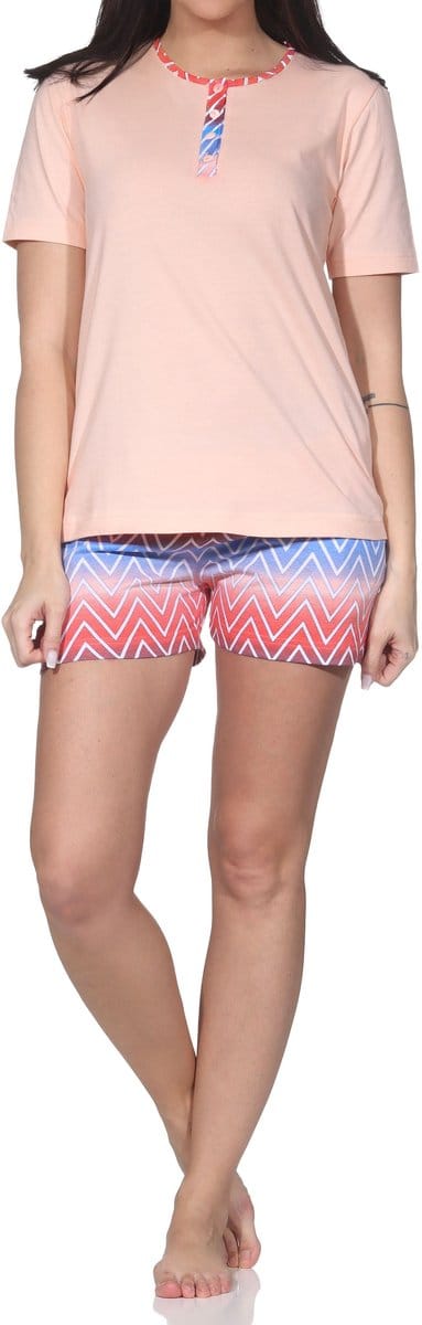 Normann dames Shorty-pyjama met korte mouwen – modern zigzagdesign – ook in grote maten