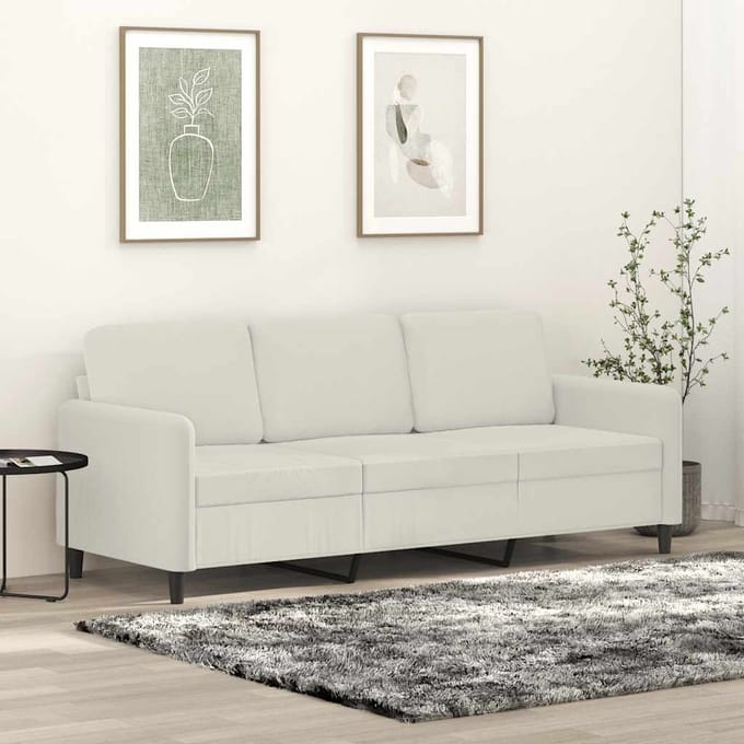 vidaXL - Driezitsbank - 180 - cm - fluweel - crèmekleurig
