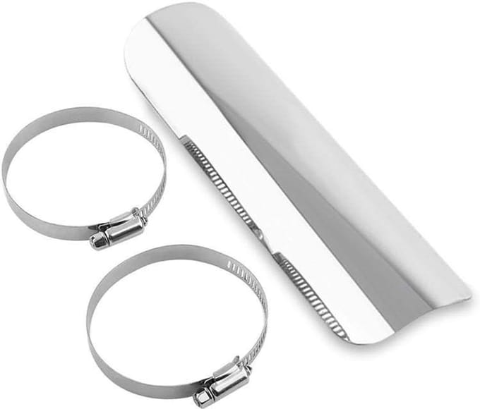 Motoruitlaat, 50-70 mm, hittebescherming motorfiets chopper cruiser zilver.
