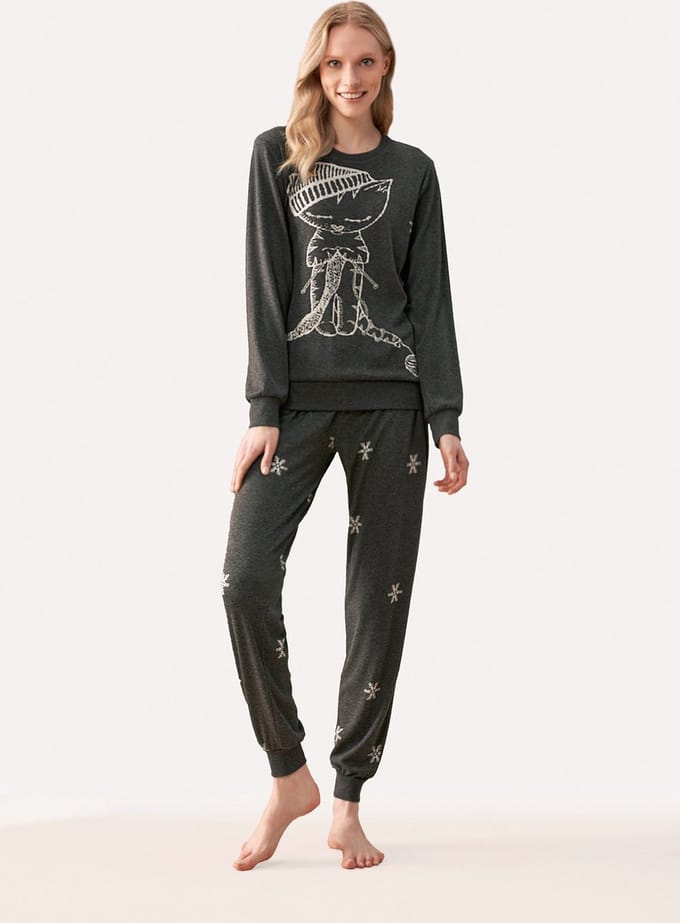 Feyza - Pyjama Set Voor Dames, Lange Mouwen - S