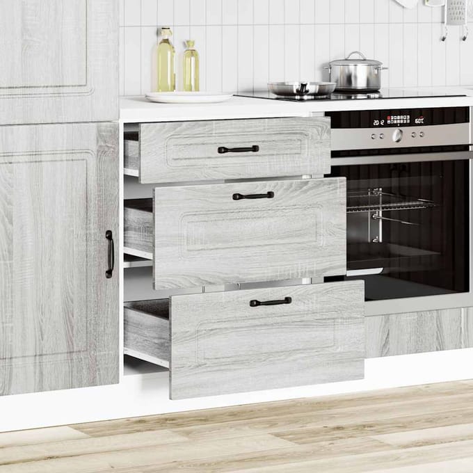 vidaXL - Onderkast - Kalmar - bewerkt - hout - grijs - sonoma - eiken