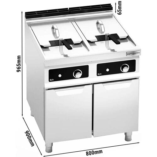 GGM Gastro Elektro Doppelfritteuse - 22+22 Liter - 44 kW - Bflex Digital Zilver