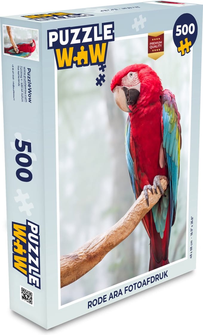 Puzzel Rode ara fotoafdruk - Legpuzzel - Puzzel 500 stukjes