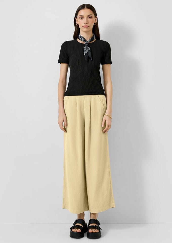 Hoge taille culotte broek in gemengde lin voor vrouwen QS