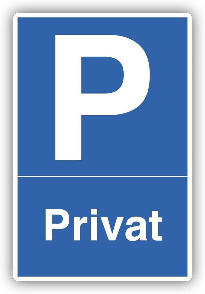 Privé parkeerplaatbord 20 x 30 cm weerbestendig en UV-beschermd