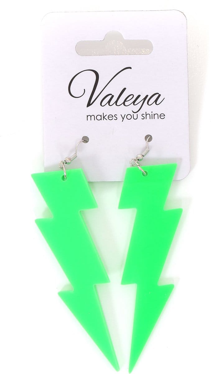 Oorbellen - Flash - Neon Groen - Foute Party - One Size