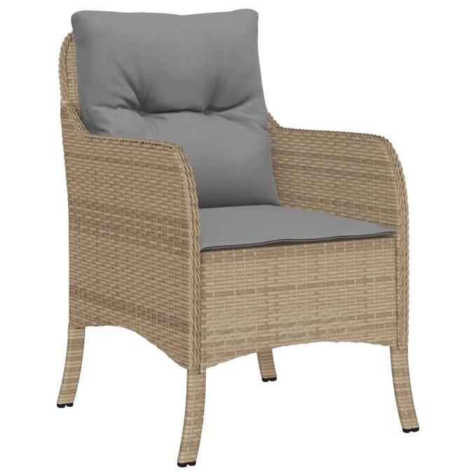vidaXL - 7-delige - Tuinset - met - kussens - poly - rattan - beige
