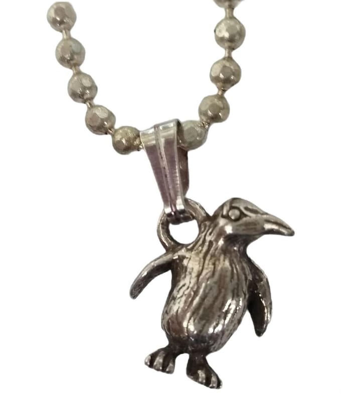 Hanger met ketting pinguin verzilverd