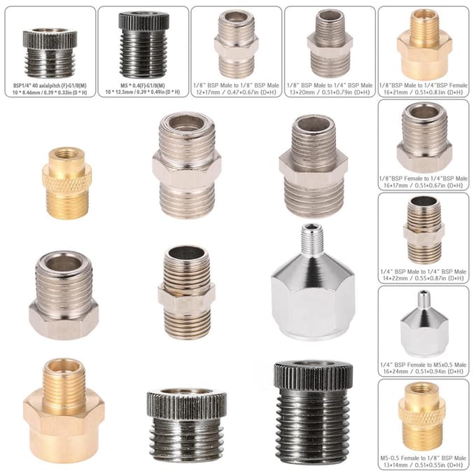 9 stuks Universele Professionele Airbrush Adapter Kit Fitting Connector Set voor veelkleurig