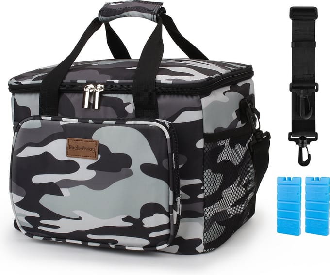 Packaway 4 Laags Geïsoleerde Koeltas - Lunchtas 15 liter - Camouflage grijs