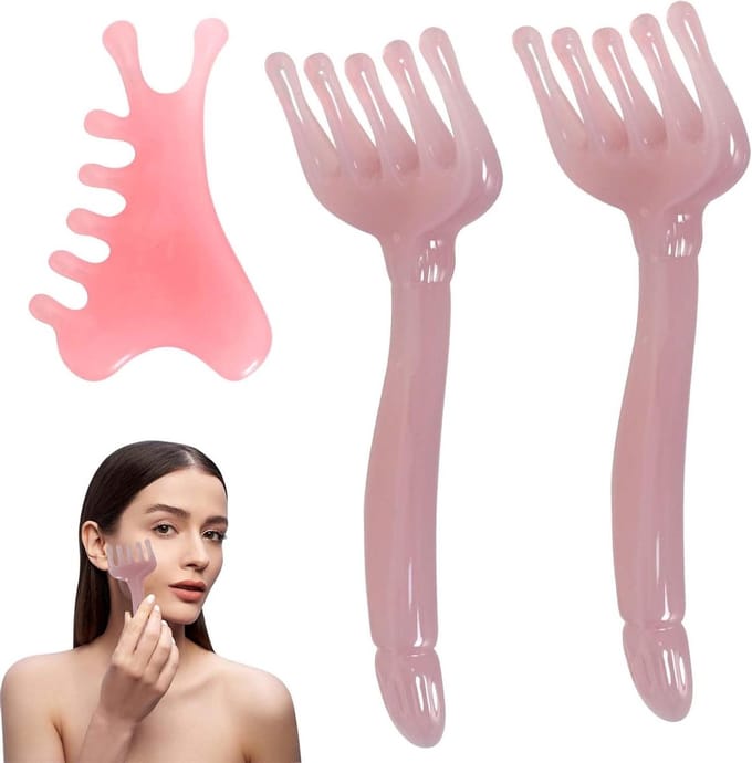 Hoofdmassageapparaat set - Gezicht body tool - Ontspanning stimuleren - Gladde hars afwerking - 3 stuks - Doorzichtig