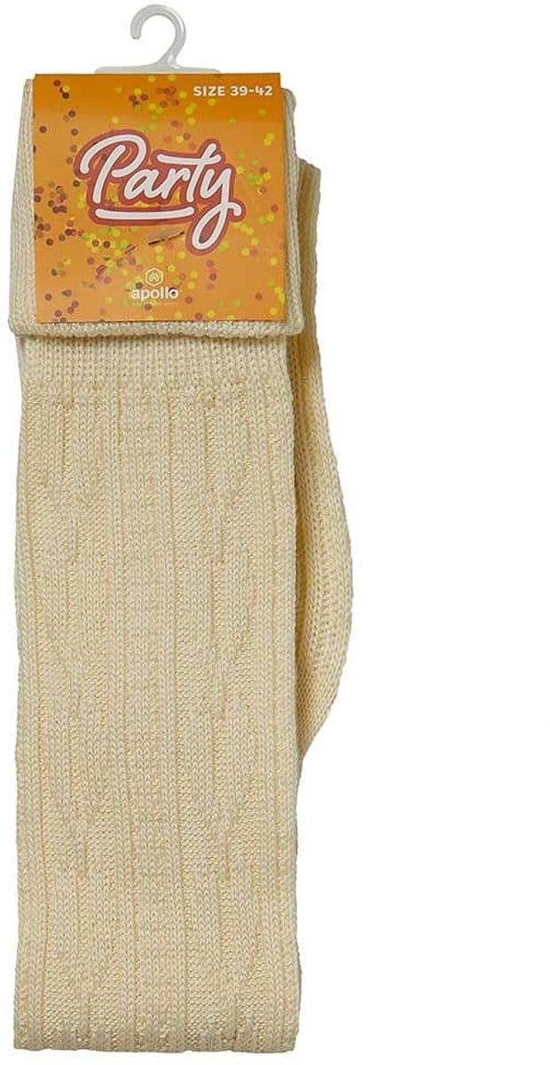 Party kniekousen met kabelpatroon – Ecru – 39-42