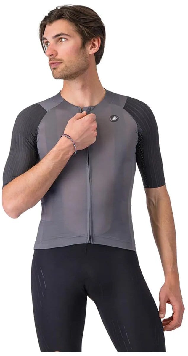 Castelli Aero Race 8s Korte Mouw Wielertrui Grijs M Man