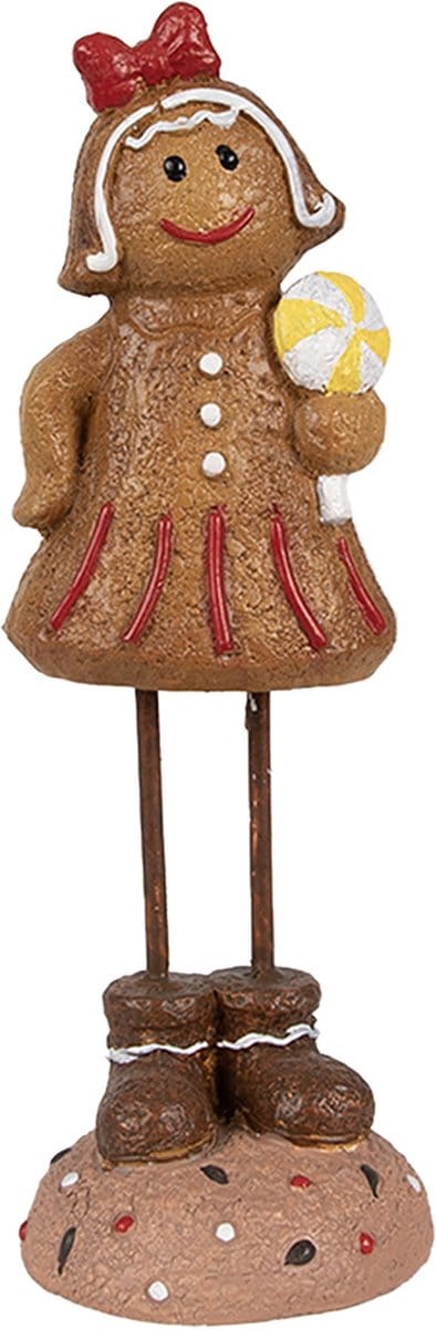 Clayre & Eef Kerstdecoratie Beeld Gingerbread man 18 cm Bruin Polyresin