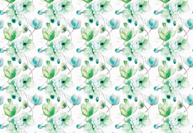 Fotobehang Flowers Pattern Green | XL - 208cm x 146cm | 130g/m2 Vlies
