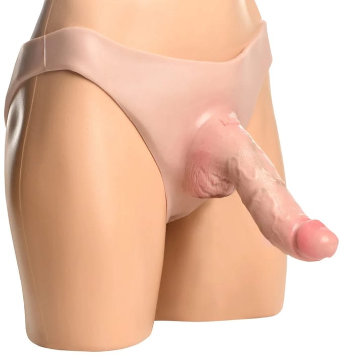 Master Series Hollow Strap-On Harnas Curved - 19 cm