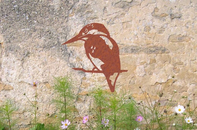 Wanddecoratie IJsvogel/ Kingfisher Roestmetaal, 141605, 51,6x53,1cm