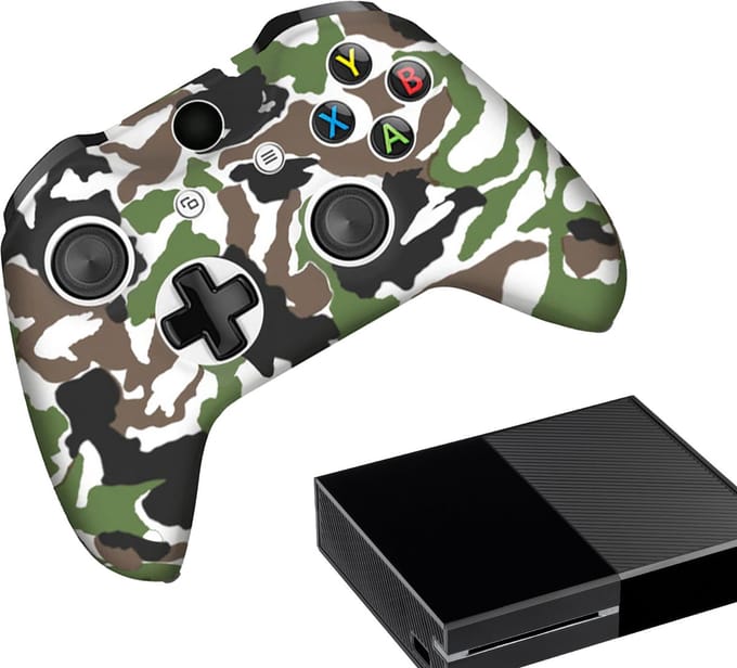 Gadgetpoint - Hoesjes & Skins voor Xbox One - Performance Gaming Case - Soft Grip Covers - Anti-Slip Controller Accessoires - Camo - Groen/Wit