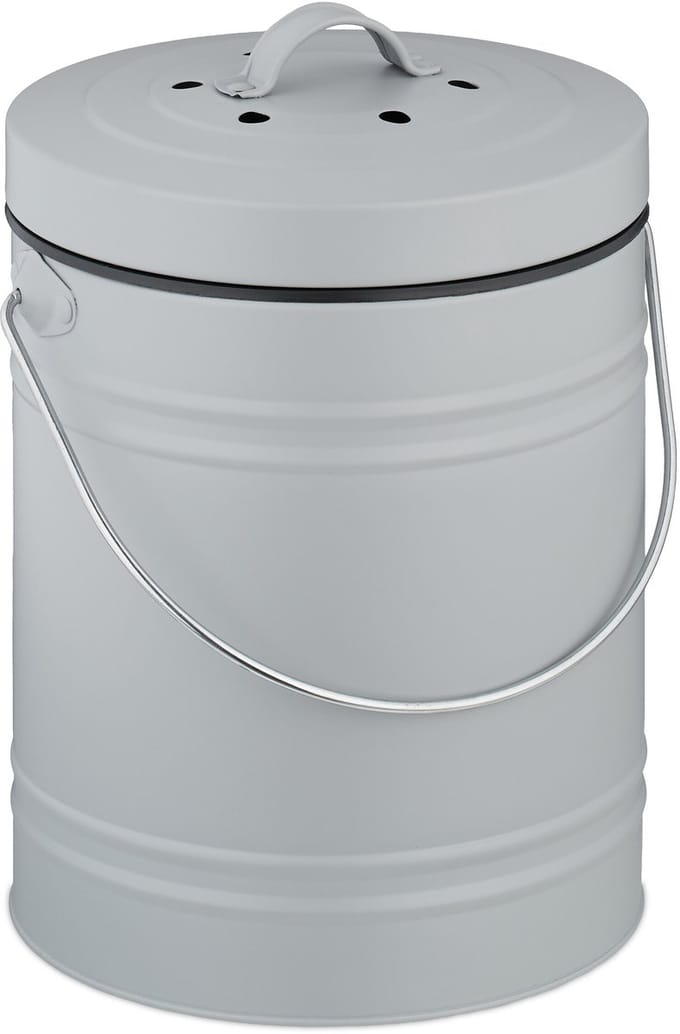 gft-afvalbakje - 5 liter - met 2 geurfilters en binnenemmer - grijs