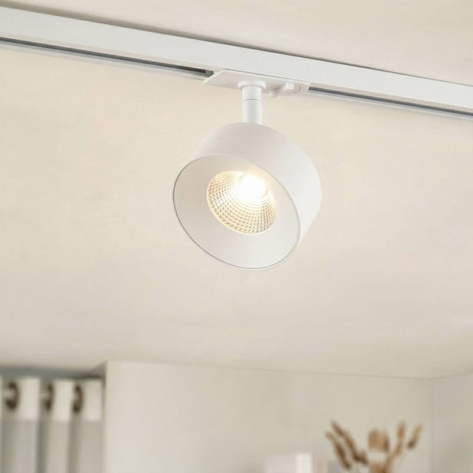 Lindby LED-railspot Linaro, wit, Ø 9,5 cm, 3.000 K