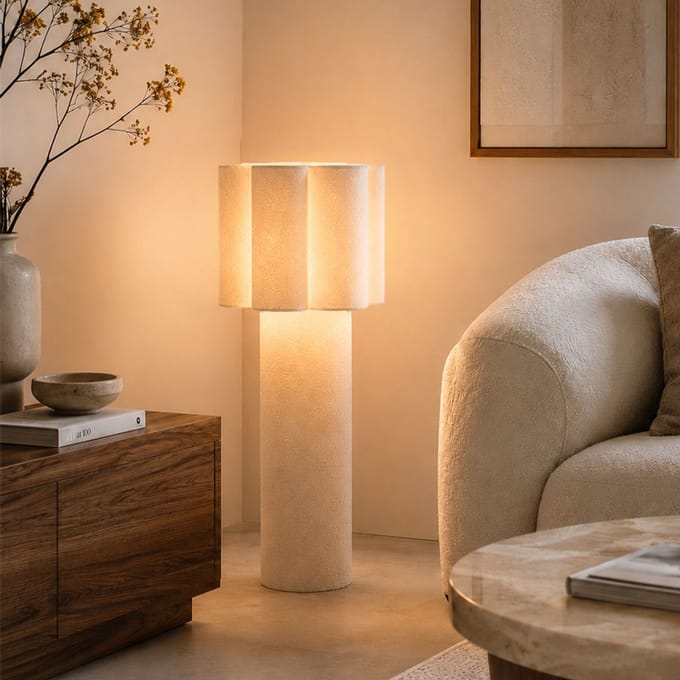 Milton & Oldbrook Vloerlamp Viseu Wit Bouclé