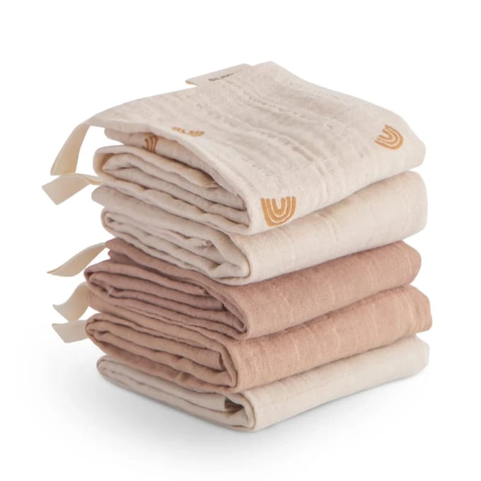 Mushie Monddoekje Muslin Cotton Rainbow Blue 5-Pack