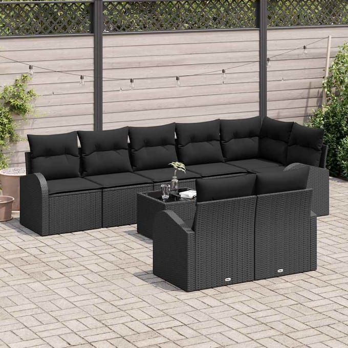 vidaXL - Tuinbank - Set - 9 - st - 8-Aantal - zitplaatsen - poly - rattan