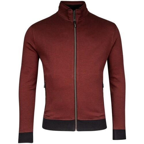 Baileys Vest Sweat Cardigan Zip 2-Tone Jacquard Doubleface Interlock Deep Red / male