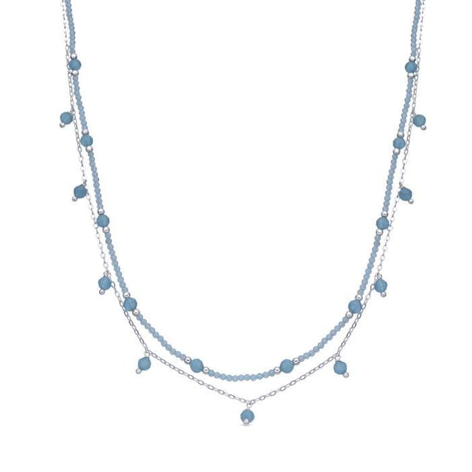 Luxenter Ketting met blauw glas en rhodiumafwerking - Aira