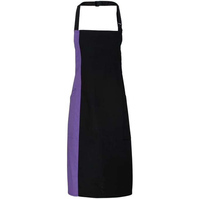 Premier Contrast Bib Apron PR162 - BLACK / PURPLE - One size