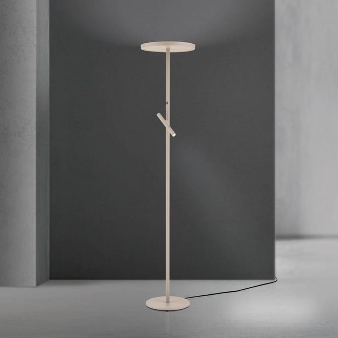 ORION LED vloerlamp Teide, kaki, metaal, leeslamp, dimmer