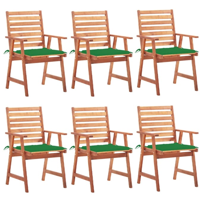 vidaXL - Tuinstoelen - 6 - st - met - kussens - massief - acaciahout