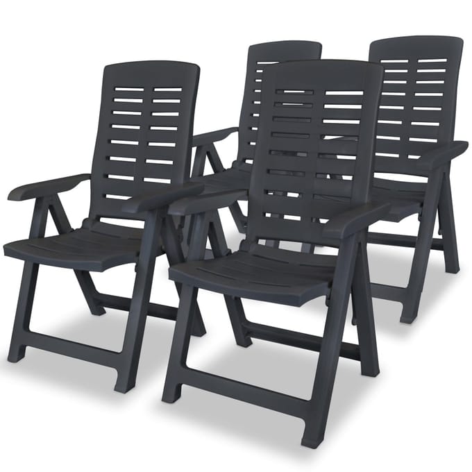 vidaXL - Verstelbare - klapstoelen, - 4 - stuks, - antracietkleurig - kunststof