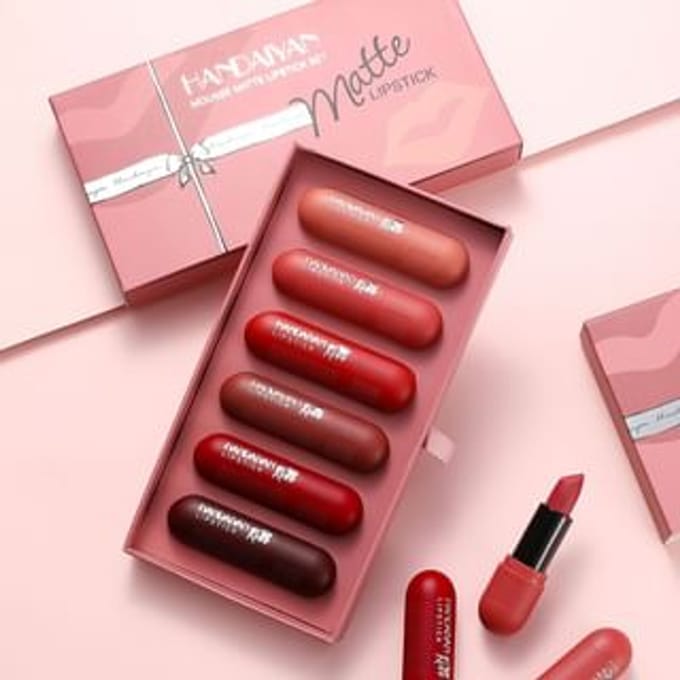 HANDAIYAN® | Lipstick set van 6 | Matte Lippenstift | Mousse Lippenstift | Waterproof | Langhoudend | Make up set | Geschenkset | Giftset
