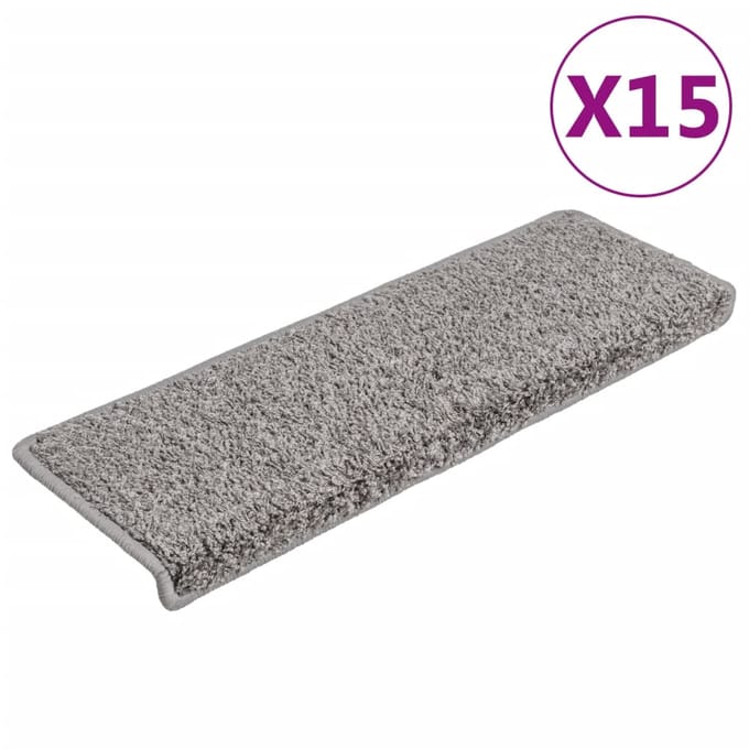 vidaXL - Trapmatten - 15 - st - 65x21x4 - cm - Grijs - Rechthoekige - Rand