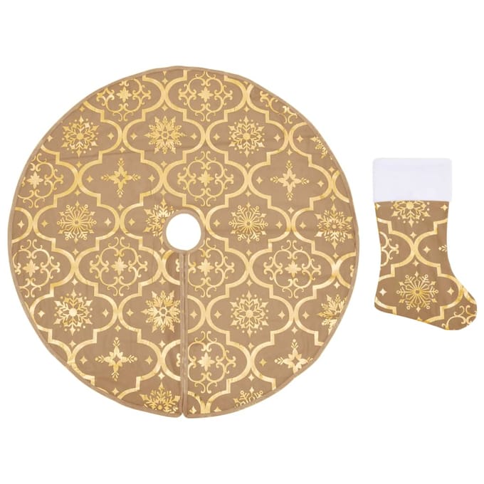 vidaXL - Kerstboomrok - luxe - met - sok - 122 - cm - stof - geel