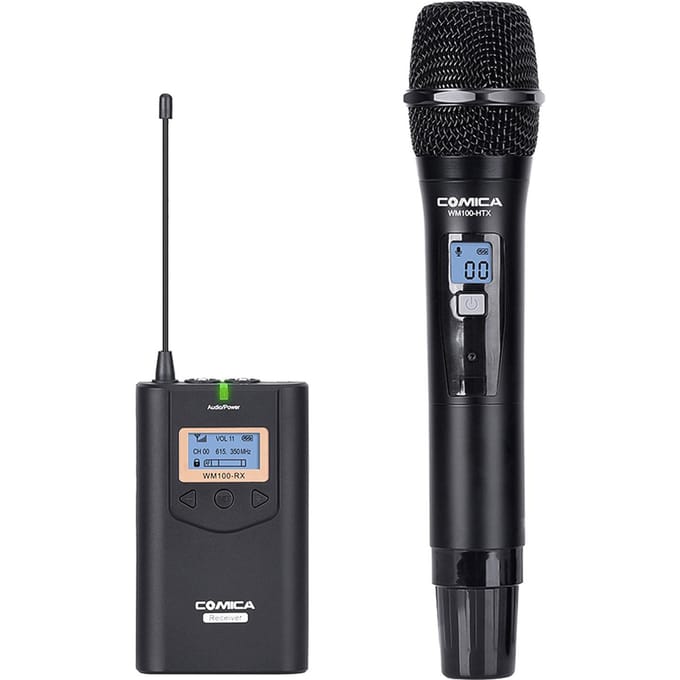 COMICA CVM-WM100H 48-kanaals UHF draadloos handmicrofoonsysteem 90 meter bereik/16 niveaus volume/