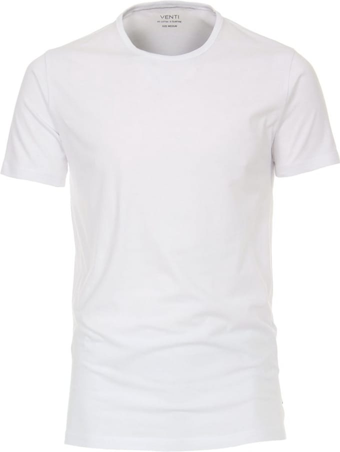 Venti Basis T-shirt Met Stretch Ronde hals Wit 2-Pack - S