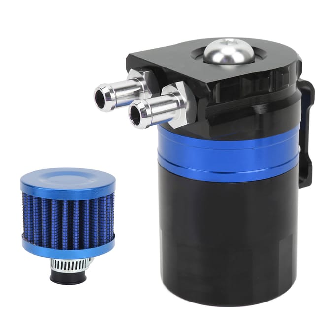 Auto Olie Opvangtank Interne Schotten Dubbele Kamer Filter Aluminiumlegering Motorbescherming Universeel blauw
