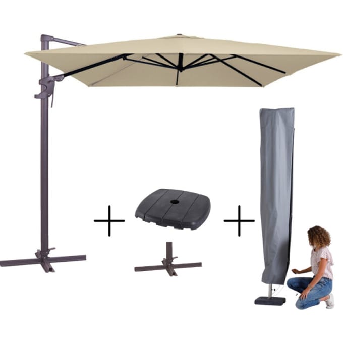 MEGA COMBI DEAL! Madison Parasol monaco flex III ecru + voet + hoes
