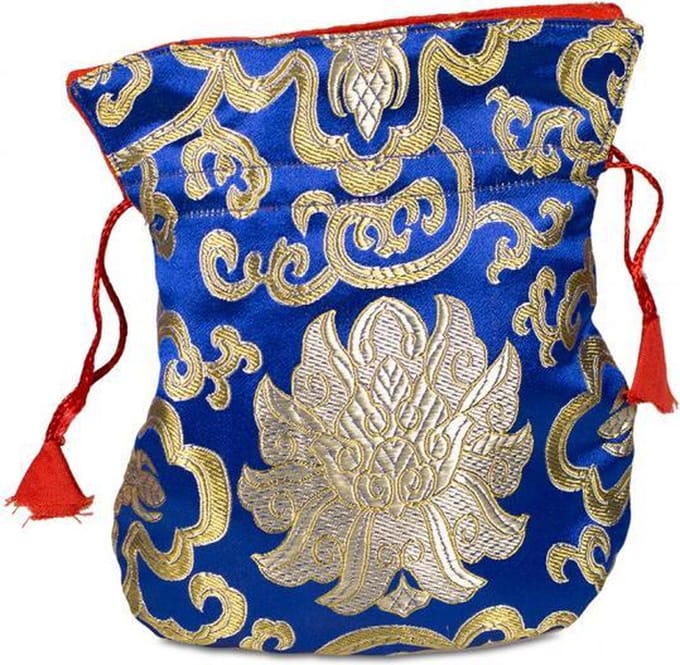 Brokaattasje Lotus Blauw