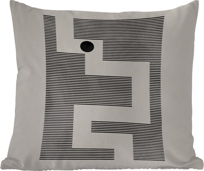 Buitenkussen - Doolhof - Abstract - Minimalisme - 45x45 cm - Weerbestendig