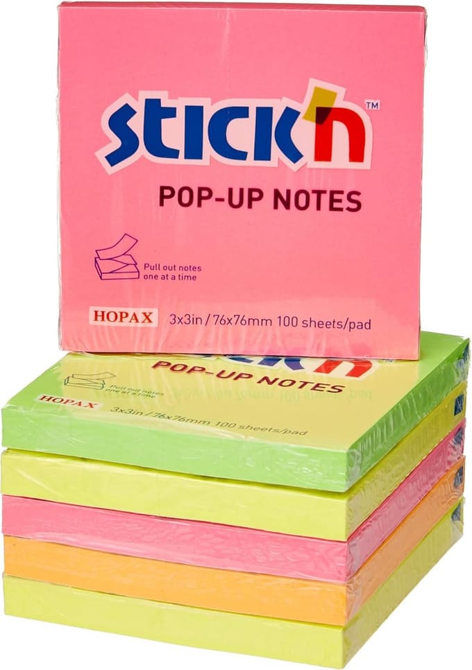 Stick'N Assorted Neon Z Notes - 6 stuks - superklevend en herplaatsbaar - voor diverse oppervlakken