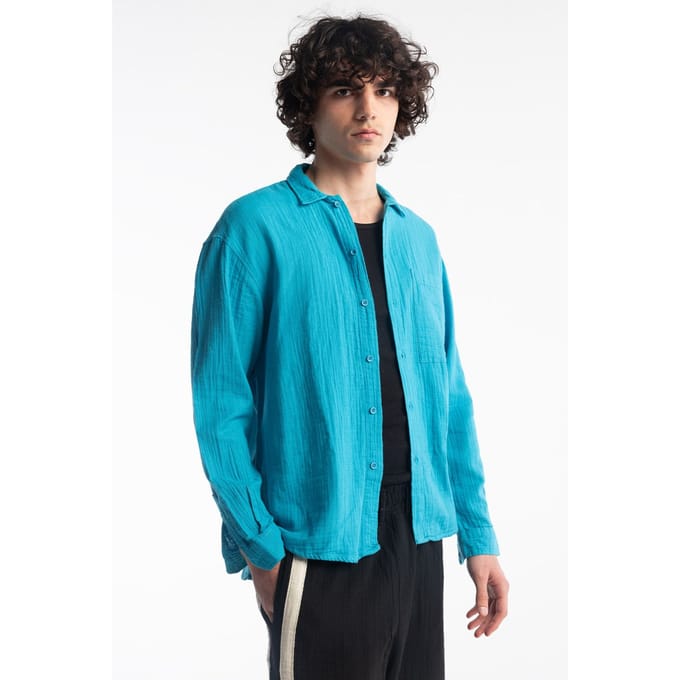 Heren Relaxed Fit Katoenen Textuurshirt