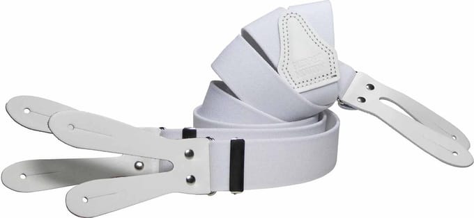 Pierre Mouton - Bretel - Volwassenen - Sterk met Leertjes - Wit - 120cm - 35mm - M - L