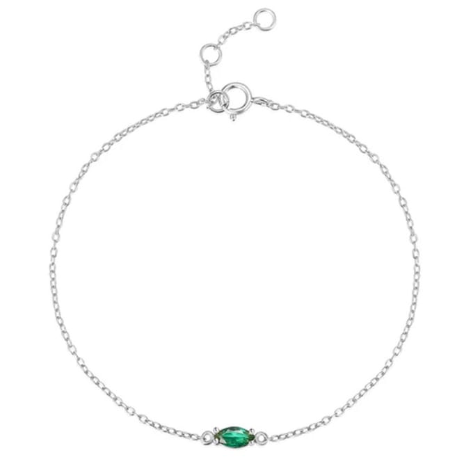 Elenza Zilveren Armband met Groene Edelsteen en Minimalistisch Ontwerp