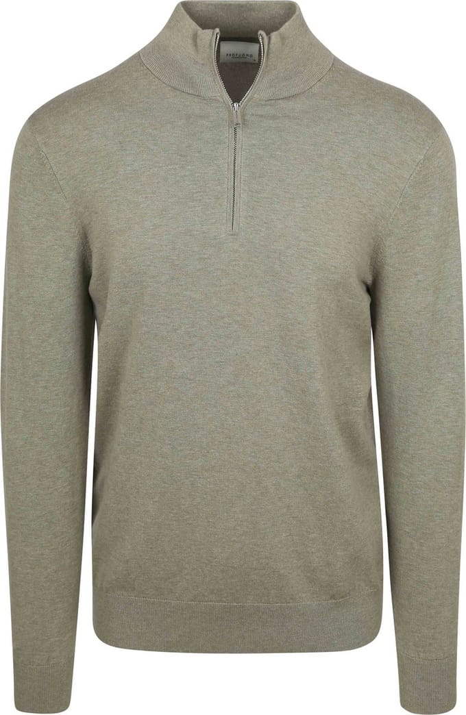 Profuomo Half Zip Pullover Luxury Basic Groen - Maat XL - Heren - Pullovers