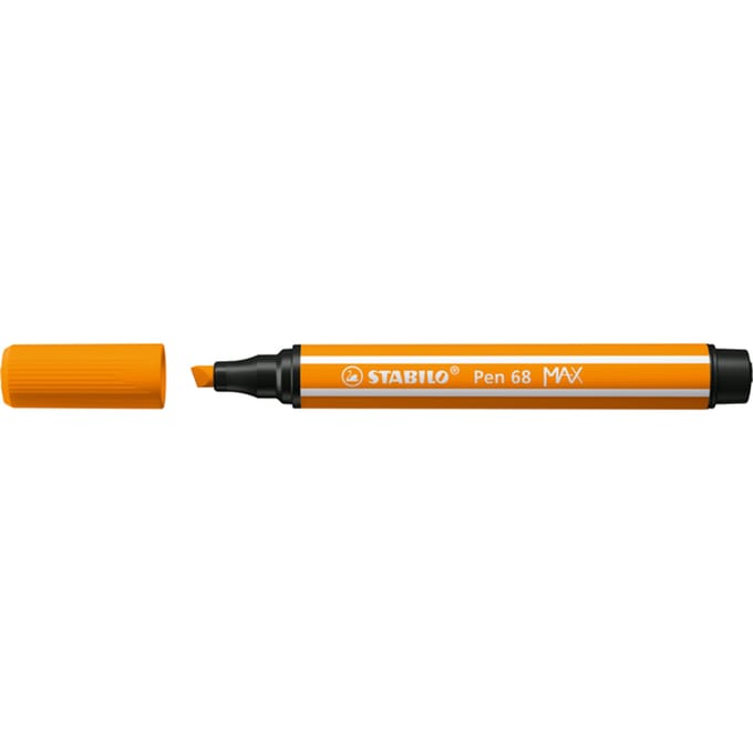 STABILO Pen 68 MAX - Fibre-tip Pen with Thick Chisel Tip - Orange